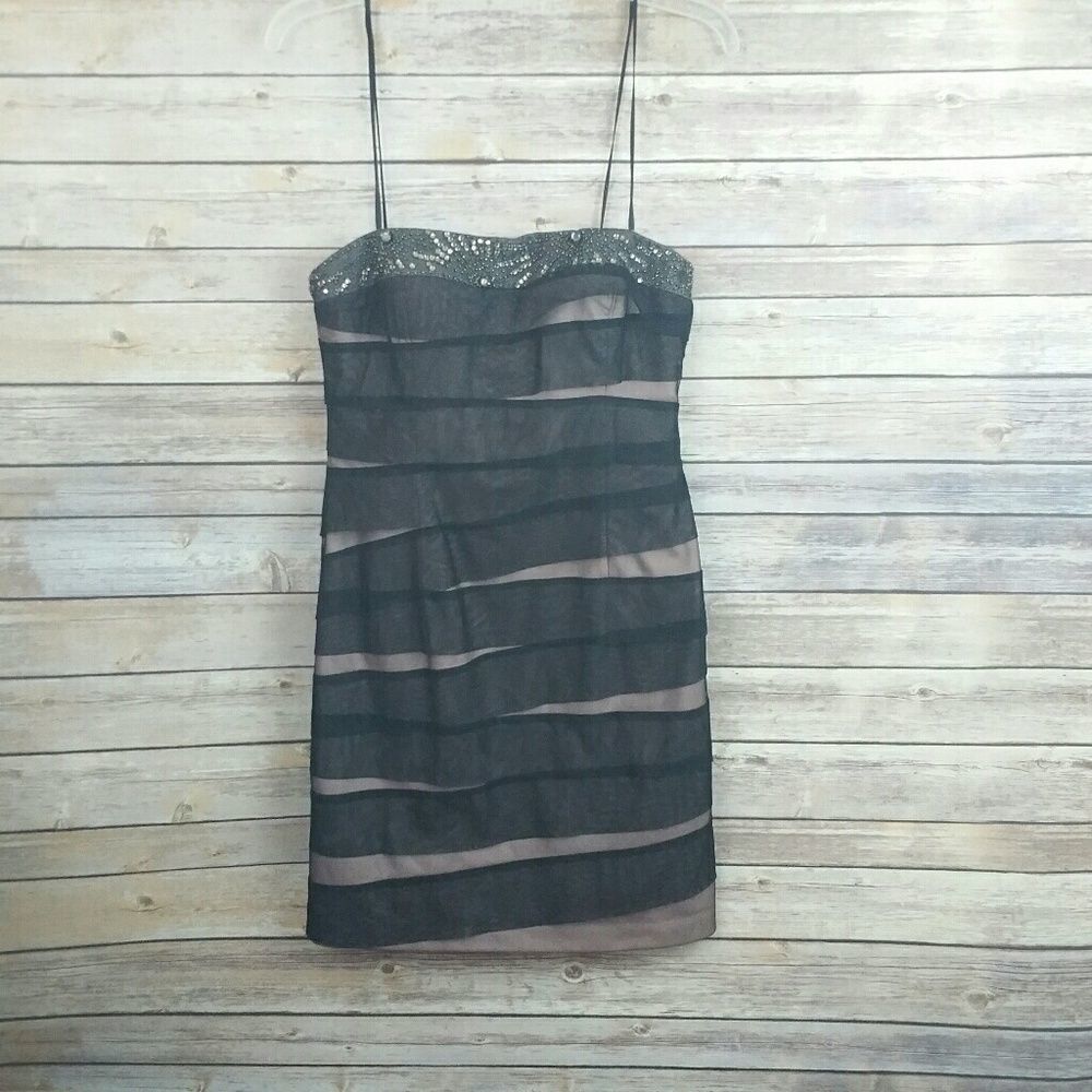 Adrianna Papell Rhinestone and Mesh NYE Dress Size 8